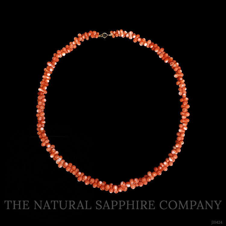 117.45 Ct. Coral Multi Stone Necklace, 18K Yellow Gold