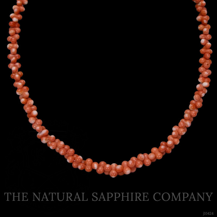 117.45 Ct. Coral Multi Stone Necklace, 18K Yellow Gold