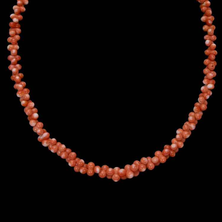 117.45 Ct. Coral Multi Stone Necklace, 18K Yellow Gold