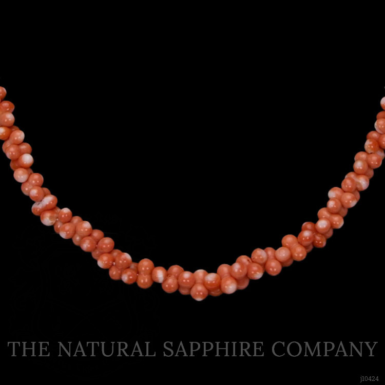 117.45 Ct. Coral Multi Stone Necklace, 18K Yellow Gold