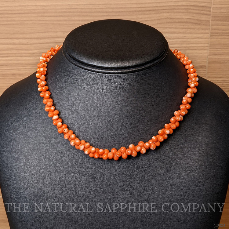 117.45 Ct. Coral Multi Stone Necklace, 18K Yellow Gold