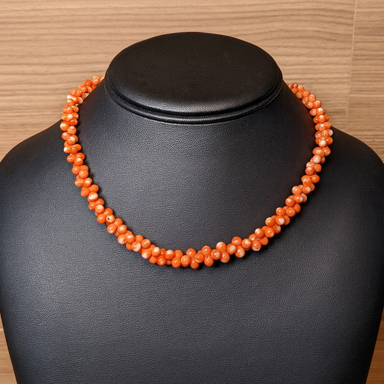 117.45 Ct. Coral Multi Stone Necklace, 18K Yellow Gold