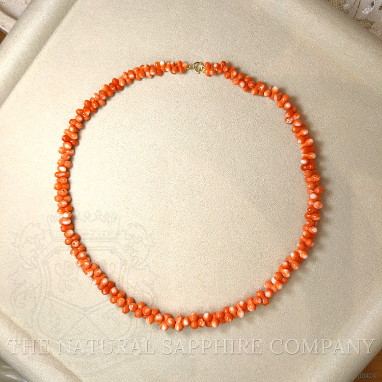 117.45 Ct. Coral Multi Stone Necklace, 18K Yellow Gold