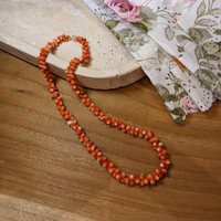 117.45 Ct. Coral Multi Stone Necklace, 18K Yellow Gold Life Style