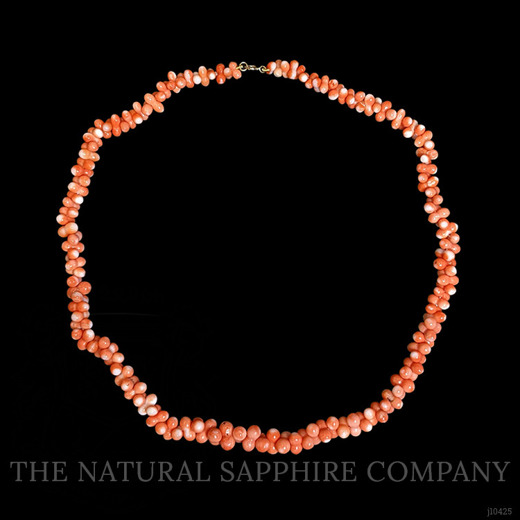 115.40 Ct. Coral Multi Stone Necklace, 18K Yellow Gold