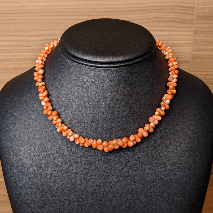 115.40 Ct. Coral Multi Stone Necklace, 18K Yellow Gold