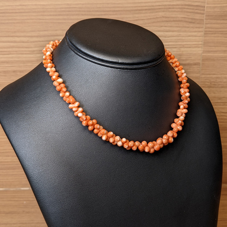 115.40 Ct. Coral Multi Stone Necklace, 18K Yellow Gold