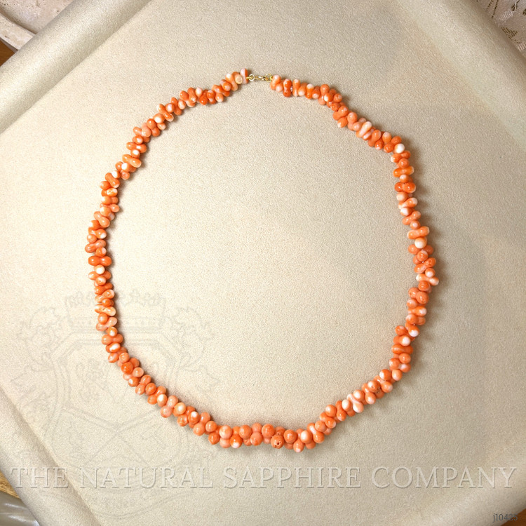 115.40 Ct. Coral Multi Stone Necklace, 18K Yellow Gold
