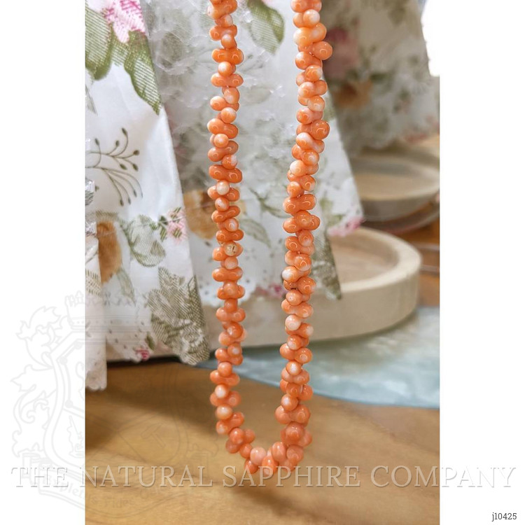 115.40 Ct. Coral Multi Stone Necklace, 18K Yellow Gold