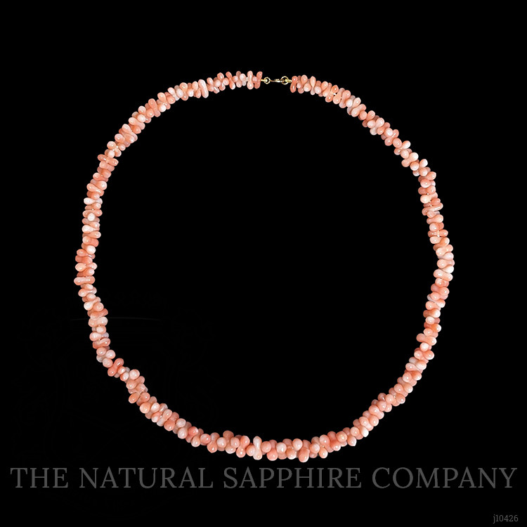 92.85 Ct. Coral Multi Stone Necklace, 18K Yellow Gold