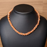 92.85 Ct. Coral Antique Style Necklace, 18K Yellow Gold Life Style