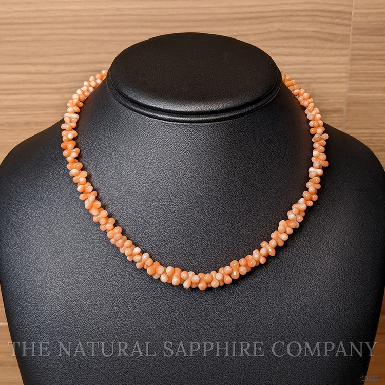 92.85 Ct. Coral Multi Stone Necklace, 18K Yellow Gold