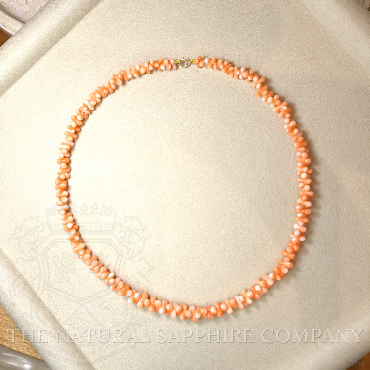 92.85 Ct. Coral Multi Stone Necklace, 18K Yellow Gold