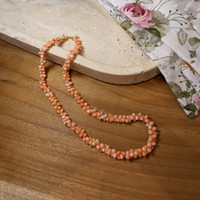 92.85 Ct. Coral Antique Style Necklace, 18K Yellow Gold Life Style