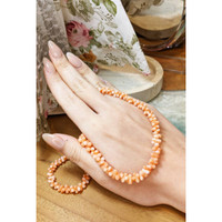 92.85 Ct. Coral Antique Style Necklace, 18K Yellow Gold Life Style