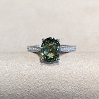 2.44 Ct. Chrysoberyl Natural Diamond Pave Ring, Platinum 950 Life Style