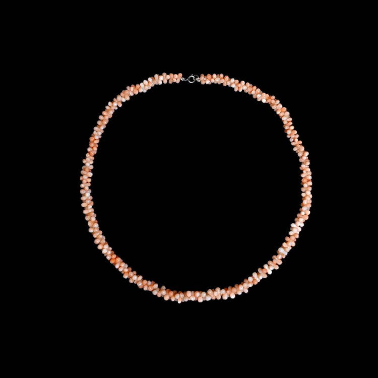 76.70 Ct. Coral Multi Stone Necklace, 18K Yellow Gold