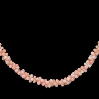 76.70 Ct. Coral Multi Stone Necklace, 18K Yellow Gold Image