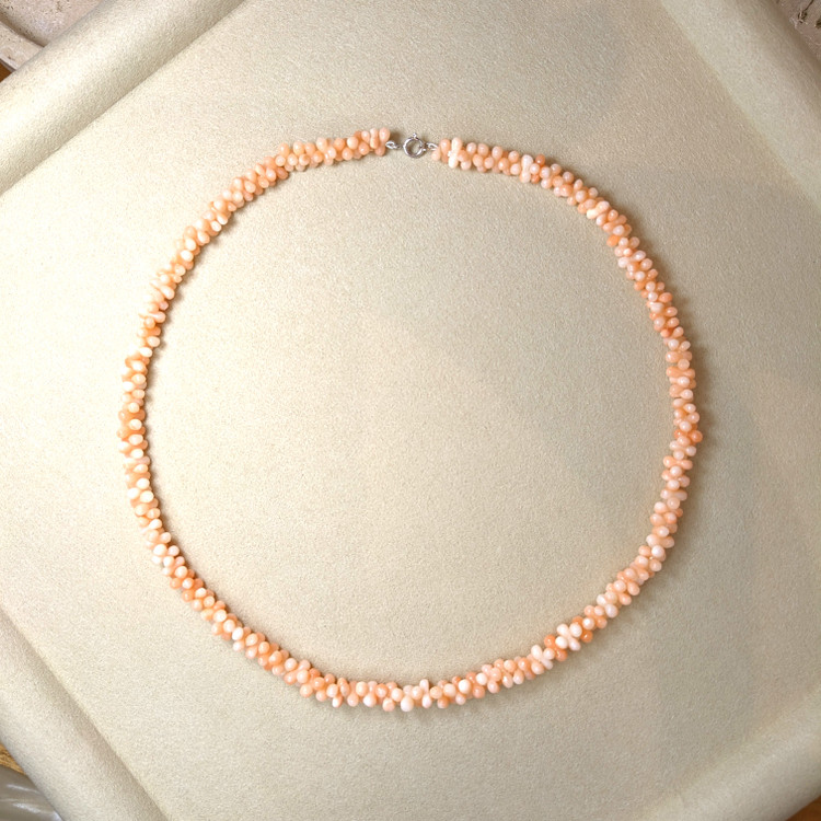 76.70 Ct. Coral Multi Stone Necklace, 18K Yellow Gold