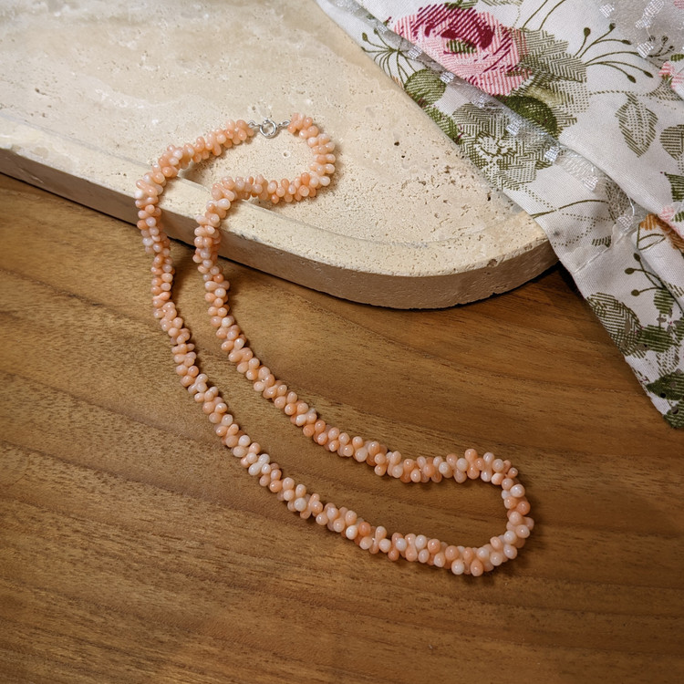 76.70 Ct. Coral Multi Stone Necklace, 18K Yellow Gold