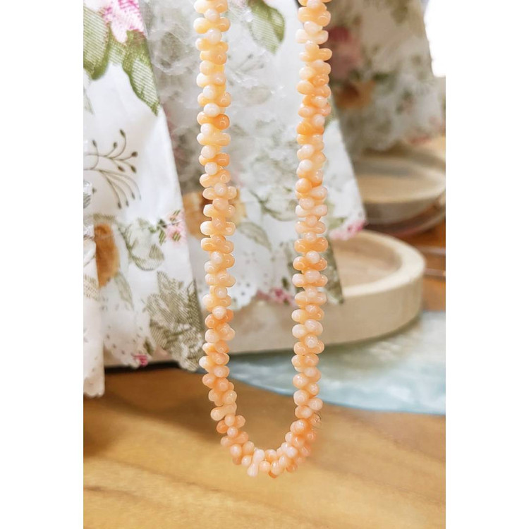 76.70 Ct. Coral Multi Stone Necklace, 18K Yellow Gold