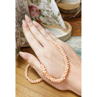 81.80 Ct. Coral Multi Stone Necklace, 18K Yellow Gold Life Style