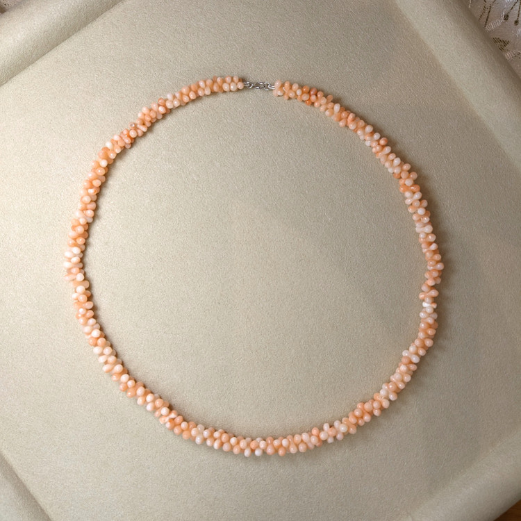 79.35 Ct. Coral Multi Stone Necklace, 18K Yellow Gold