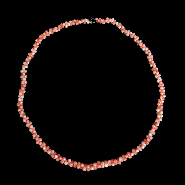 73.45 Ct. Coral Multi Stone Necklace, 18K Yellow Gold