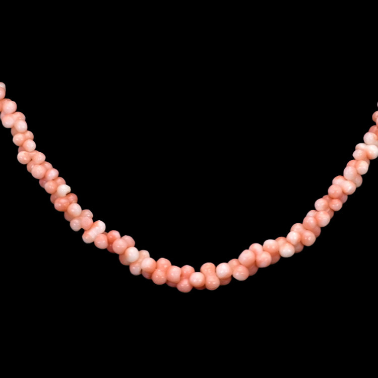 73.45 Ct. Coral Multi Stone Necklace, 18K Yellow Gold