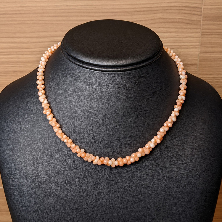 73.45 Ct. Coral Multi Stone Necklace, 18K Yellow Gold