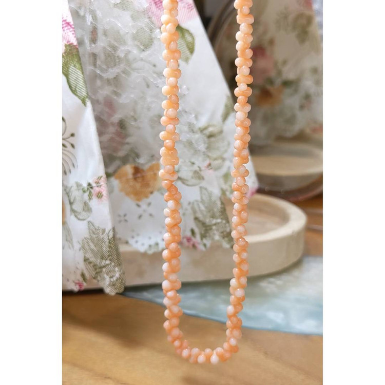 73.45 Ct. Coral Multi Stone Necklace, 18K Yellow Gold