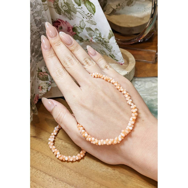 73.45 Ct. Coral Multi Stone Necklace, 18K Yellow Gold