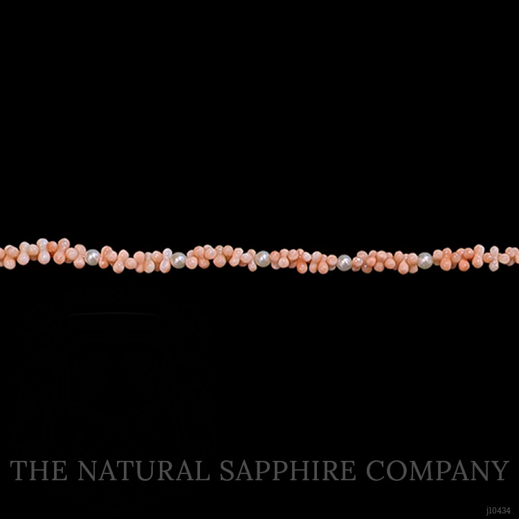 39.70 Ct.Tw. Coral Pearl Tennis/Riviere Bracelet, 18K White Gold
