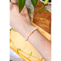 39.70 Ct.Tw. Coral Pearl Tennis/Riviere Bracelet, 18K White Gold Life Style