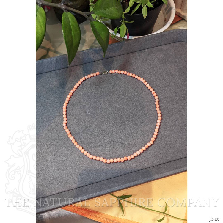 60.74 Ct. Coral Multi Stone Necklace, 18K White Gold