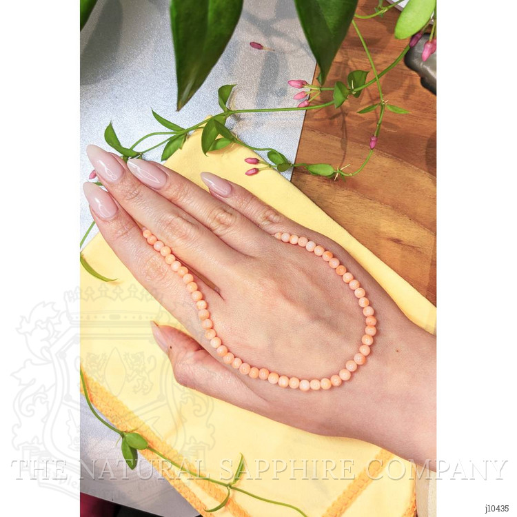 60.74 Ct. Coral Multi Stone Necklace, 18K White Gold