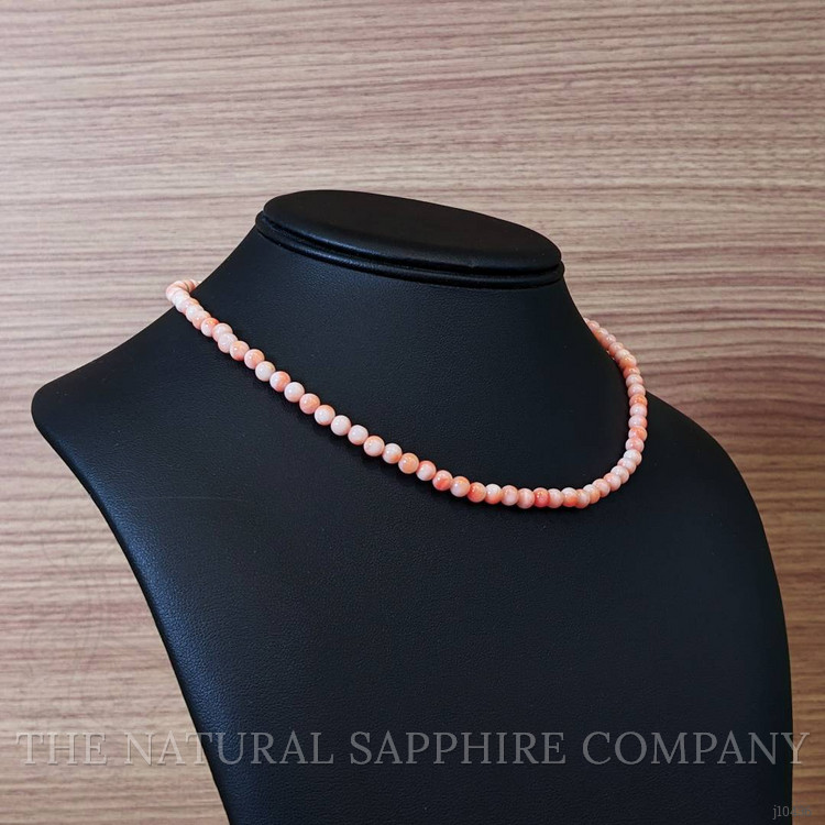 68.03 Ct. Coral Multi Stone Necklace, 18K White Gold
