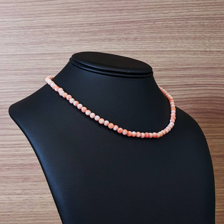 68.03 Ct. Coral Multi Stone Necklace, 18K White Gold