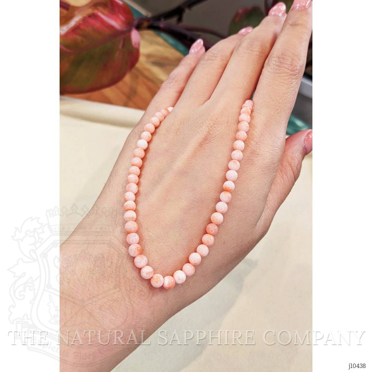 63.76 Ct. Coral Multi Stone Necklace, 18K White Gold