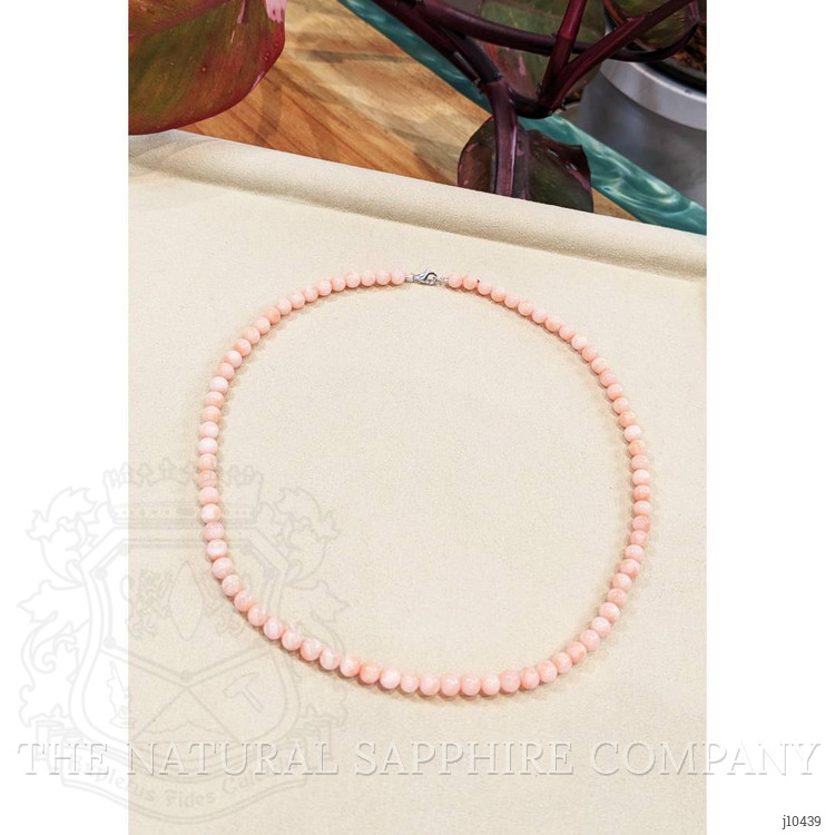 82.24 Ct. Coral Multi Stone Necklace, 18K White Gold