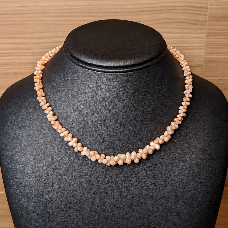 81.80 Ct. Coral Multi Stone Necklace, 18K Yellow Gold