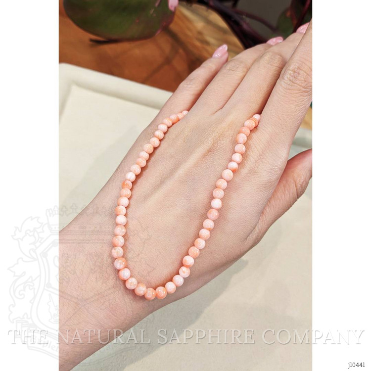 61.91 Ct. Coral Multi Stone Necklace, 18K Yellow Gold