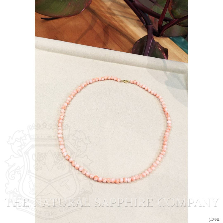 61.91 Ct. Coral Multi Stone Necklace, 18K Yellow Gold