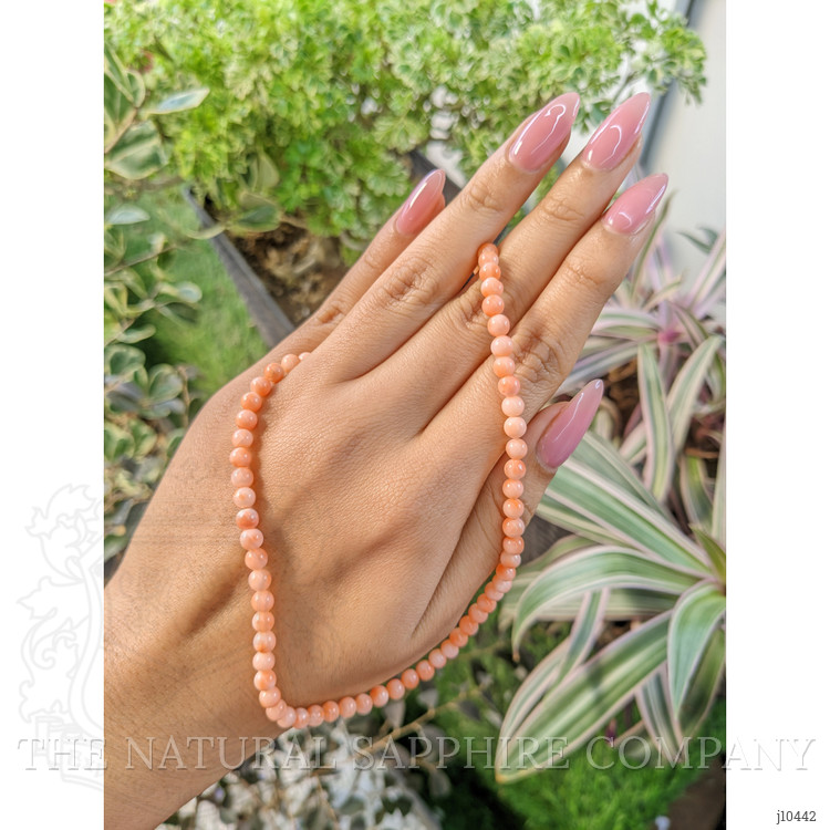 61.29 Ct. Coral Multi Stone Necklace, 18K Yellow Gold