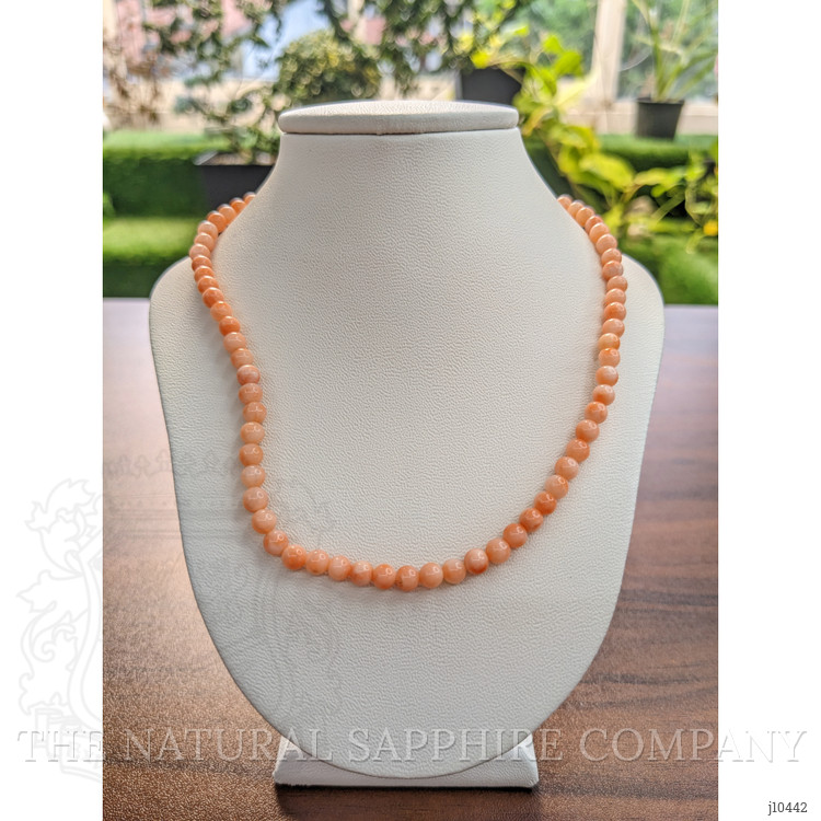 61.29 Ct. Coral Multi Stone Necklace, 18K Yellow Gold