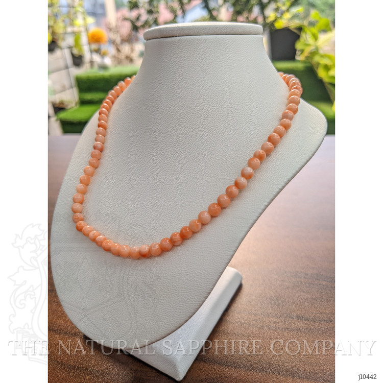 61.29 Ct. Coral Multi Stone Necklace, 18K Yellow Gold