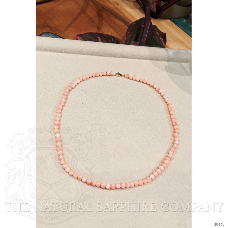 61.06 Ct. Coral Multi Stone Necklace, 18K Yellow Gold