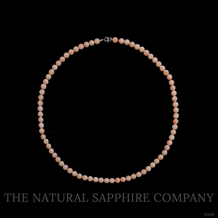 77.86 Ct. Coral Multi Stone Necklace, 18K White Gold