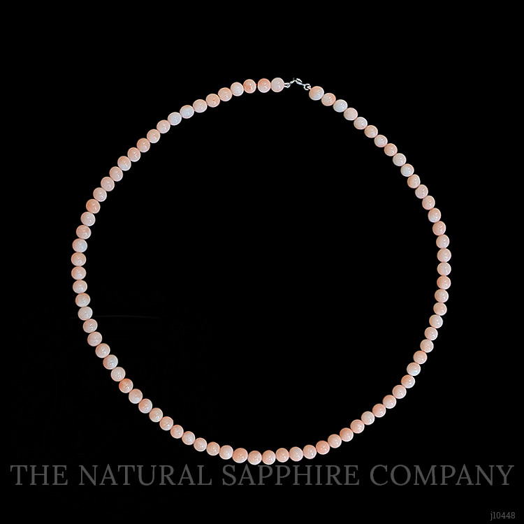 73.29 Ct. Coral Multi Stone Necklace, 18K White Gold