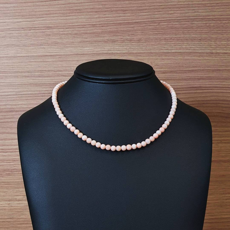 73.29 Ct. Coral Multi Stone Necklace, 18K White Gold